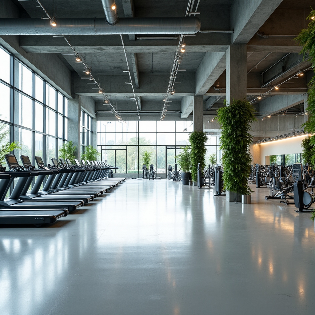 Интерьер многозального фитнес-клуба